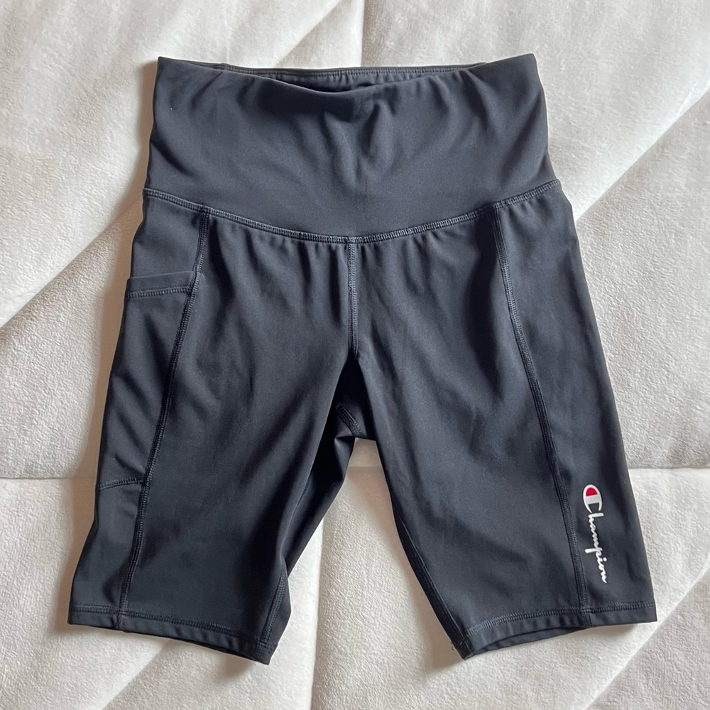 Champion Black Logo Bike Shorts with Pocket - Women’s Small